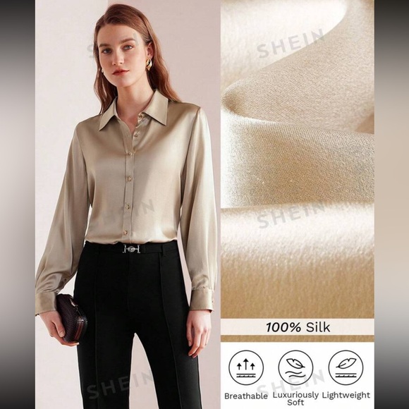 MOTF PREMIUM SILK SOLID COLOR BLOUSE - Picture 1 of 4